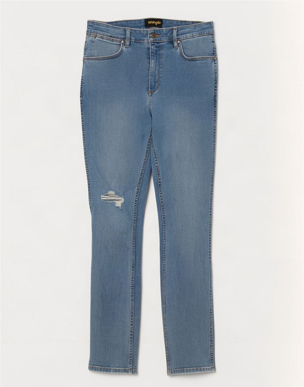 Blugi skinny Distressed Wrangler W31 L30, bumbac albastru