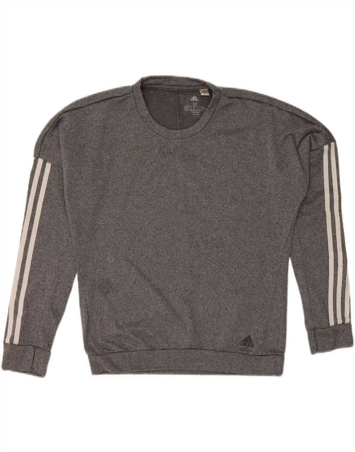 ADIDAS Womens Sweatshirt Jumper UK 12/14 Medium Grey Polyester Vintage Adidas and Second-Hand Adidas from Messina Hembry 