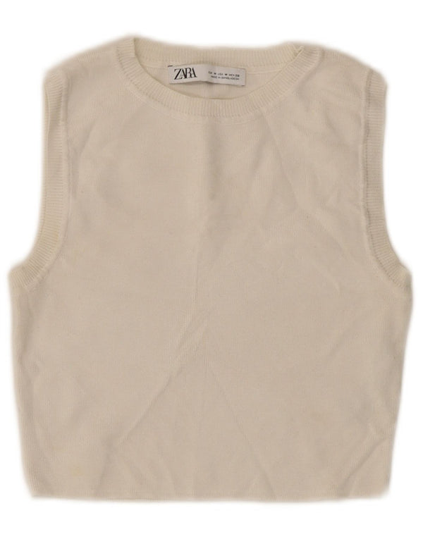 Top cu vestă pentru femei Zara UK 12 Medium White Viscose