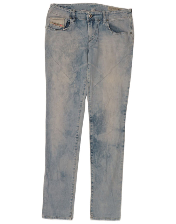 Blugi skinny pentru femei Grupee Super Slim W30 L32 Blue Tie Dye Bumbac
