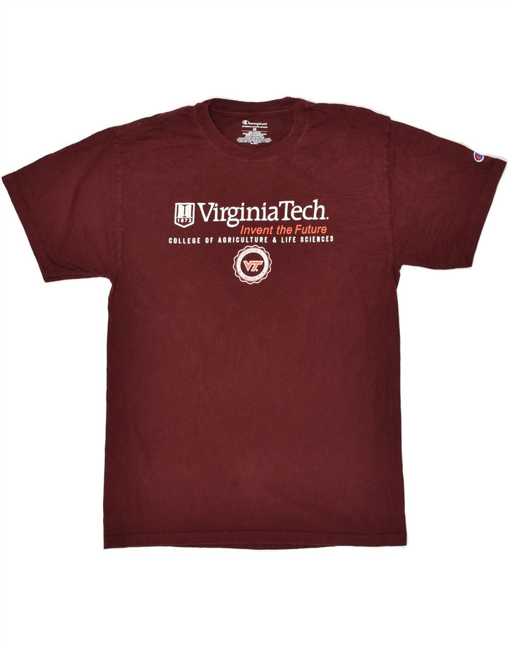 CHAMPION Mens Graphic T-Shirt Top Medium Burgundy Cotton Vintage Champion and Second-Hand Champion from Messina Hembry 