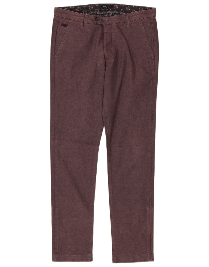 Ted Baker Pantaloni de costum slim pentru bărbați L32 L32 bumbac maro
