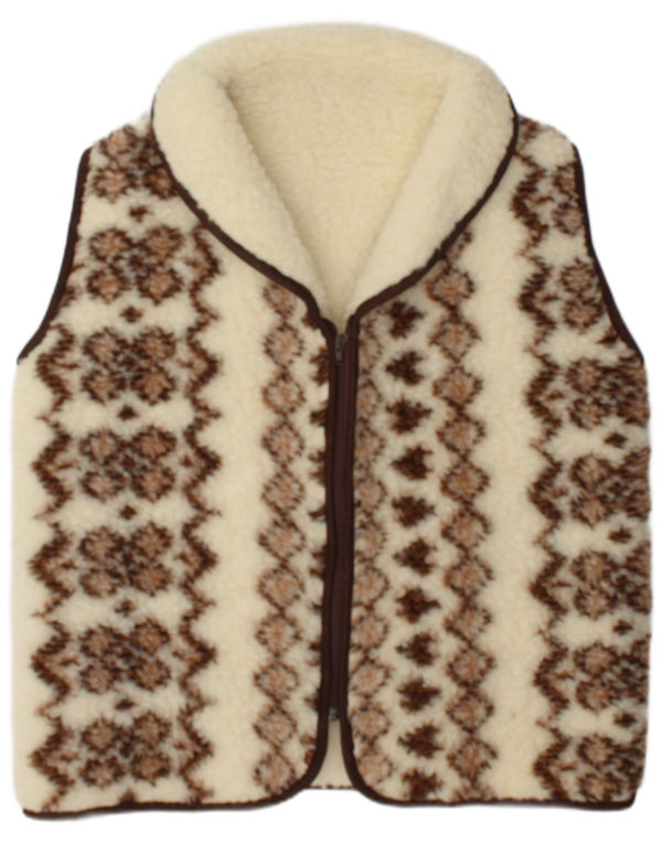 Gilet Sherpa Vintage pentru Damă IT 48 XL Lână Fair Isle alb