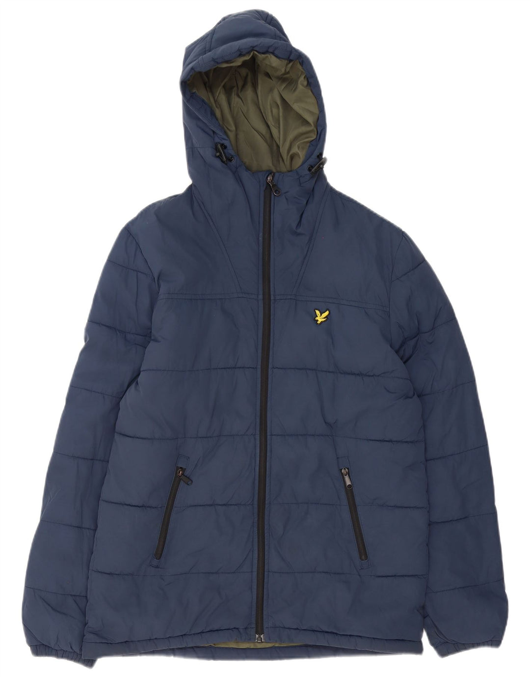 Jachetă căptușită cu glugă Lyle & Scott pentru bărbați Marea Britanie 36 Nailon mic, albastru bleumarin