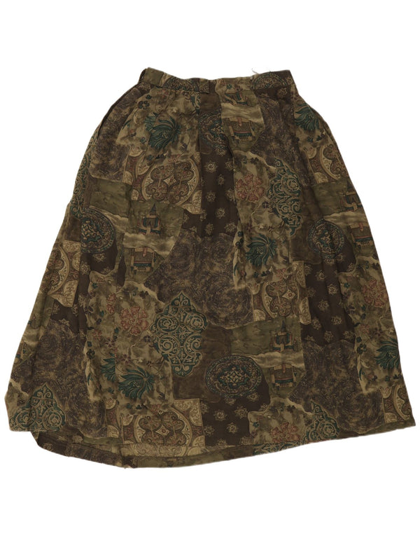 Fusta evazată pentru femei Meico UK 16 Large W30 Khaki Floral