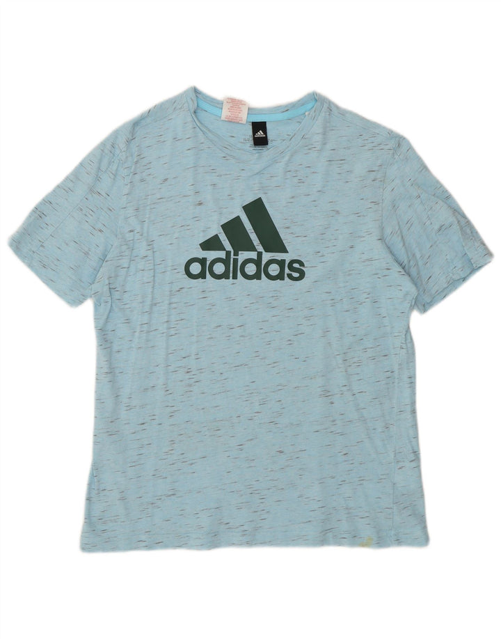 Tricou grafic Adidas pentru băieți Top 13-14 ani, bumbac pete albastru