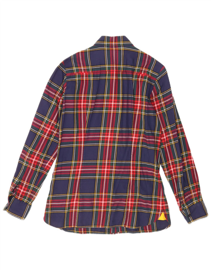 Cămașă de flanel pentru femei Tommy Hilfiger US 8 mediu din bumbac cu carouri bleumarin