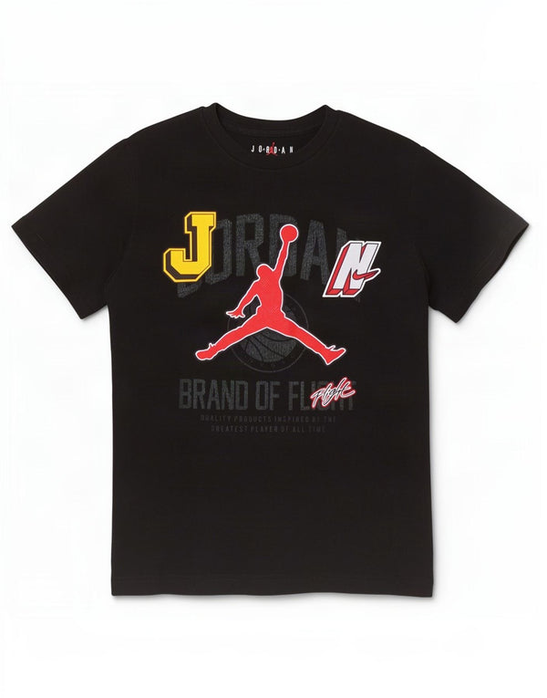 Tricou grafic Jordan pentru băieți Top 10-11 ani Bumbac negru mediu