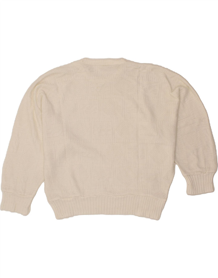 VINTAGE Womens Oversized Crew Neck Jumper Sweater IT 42 Medium White Vintage Vintage and Second-Hand Vintage from Messina Hembry 