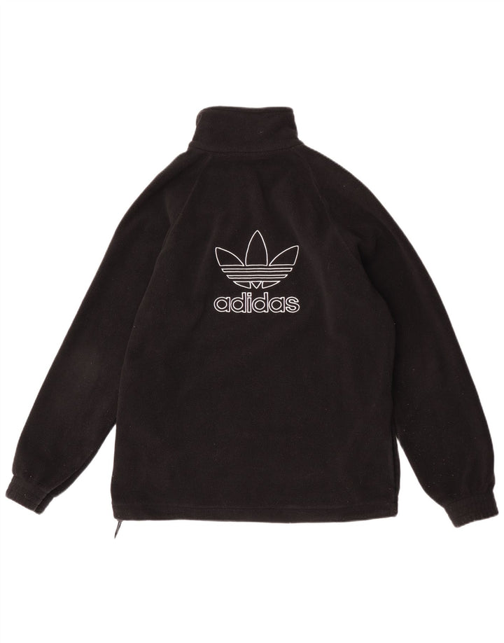 Pulover pentru bărbați Adidas, cu fermoar și gât, din lână, poliester negru mic