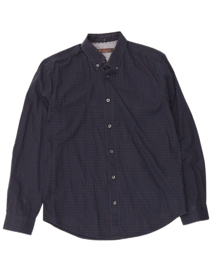Cămașă pentru bărbați Ben Sherman, bumbac cu pete, albastru marin mediu