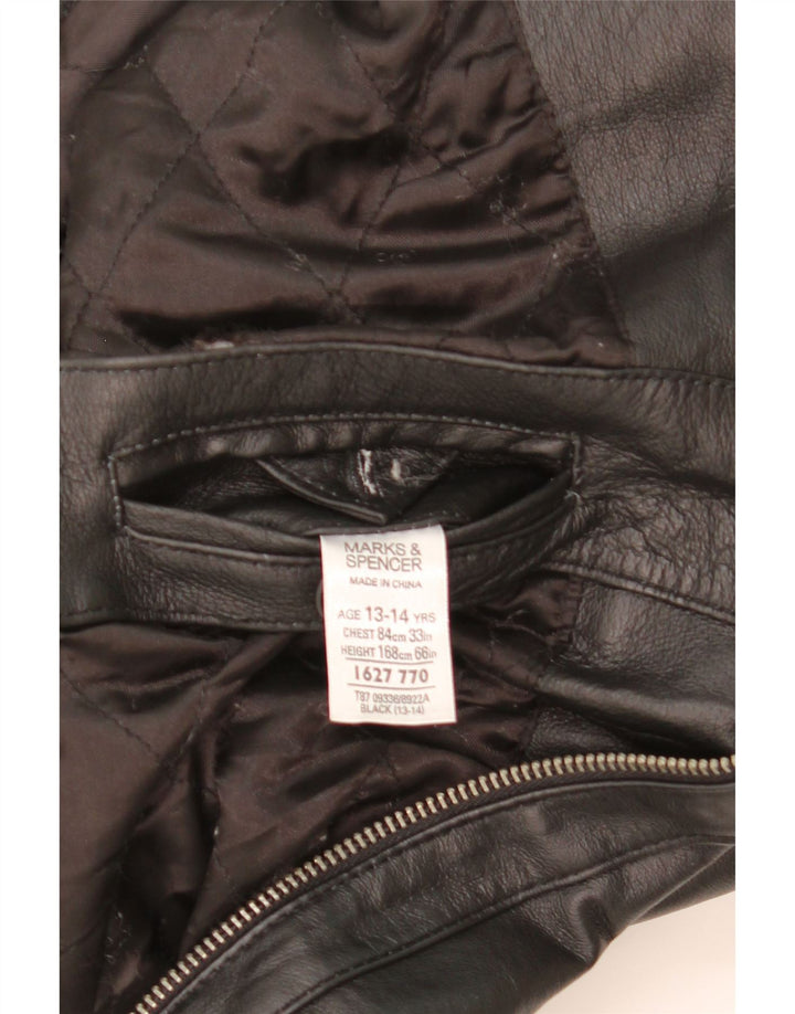 Geaca din piele pentru baieti Marks & Spencer 13-14 ani din piele neagra