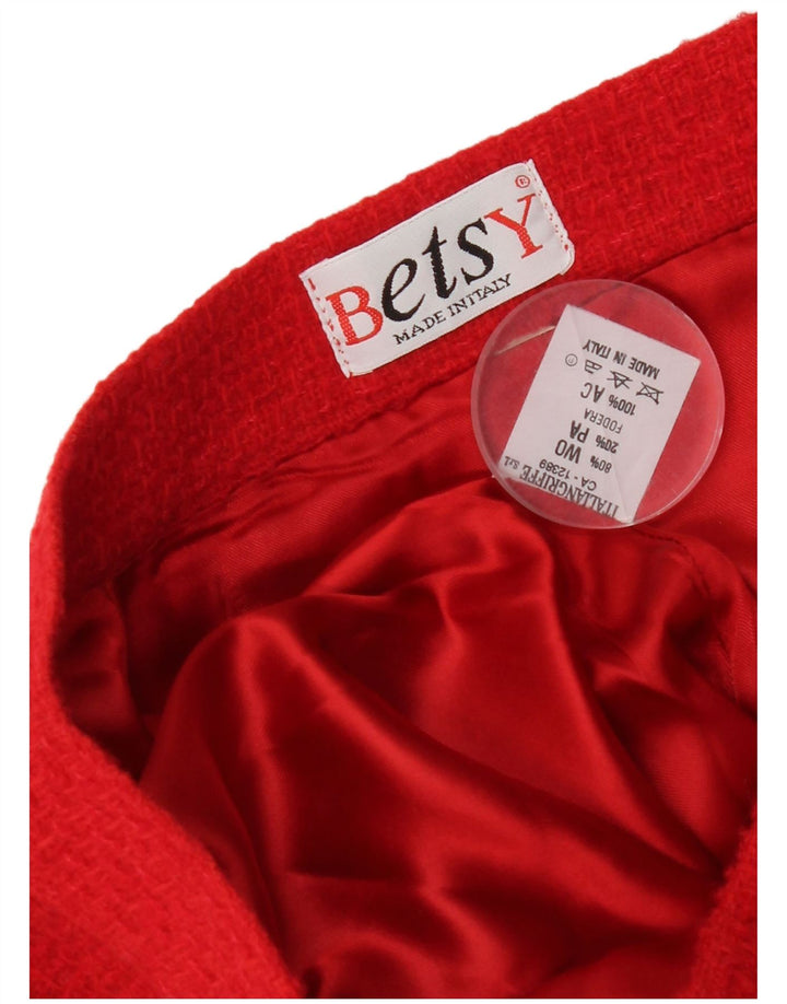 Set fuste vintage pentru femei, 4 nasturi, 2 piese UK 12 Medium W28 Lână roșie