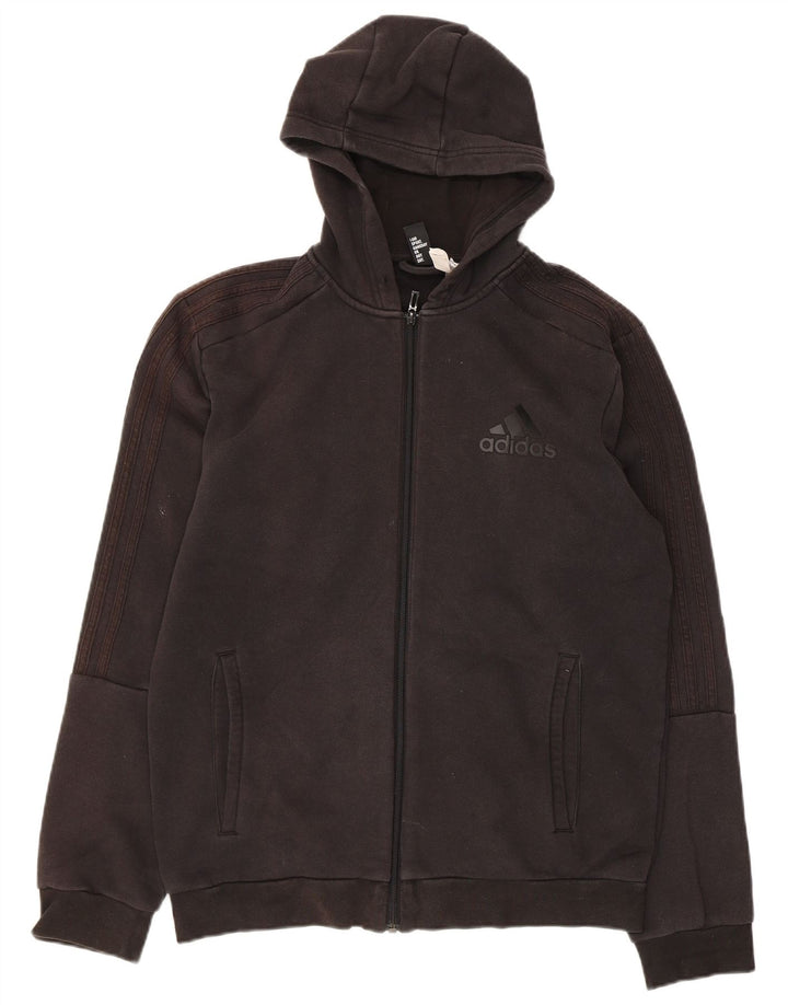 Pulover ADIDAS pentru bărbați, cu fermoar, bumbac mediu negru