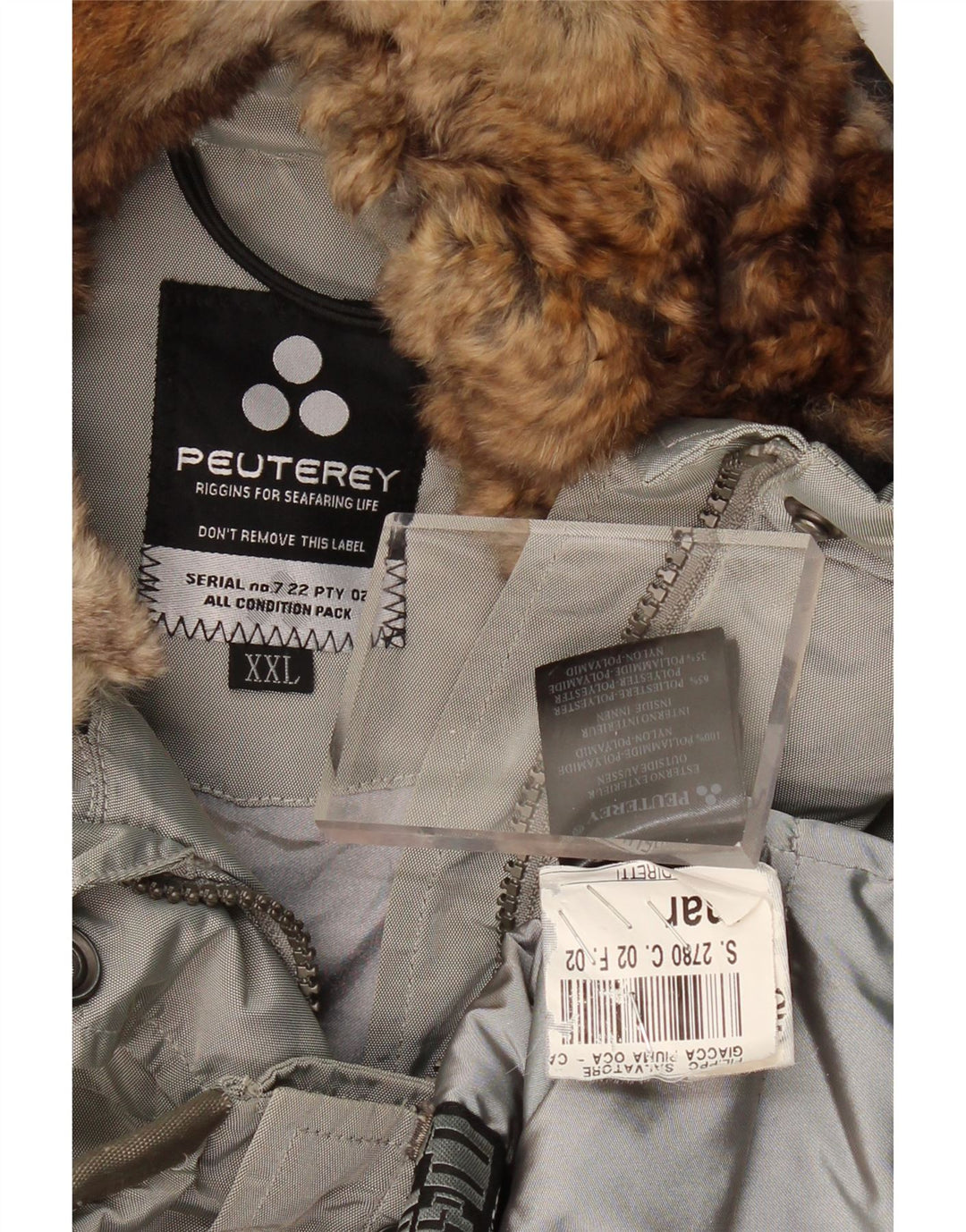 PEUTEREY Girls Hooded Bomber Jacket 15-16 Years 2XL Grey Polyamide