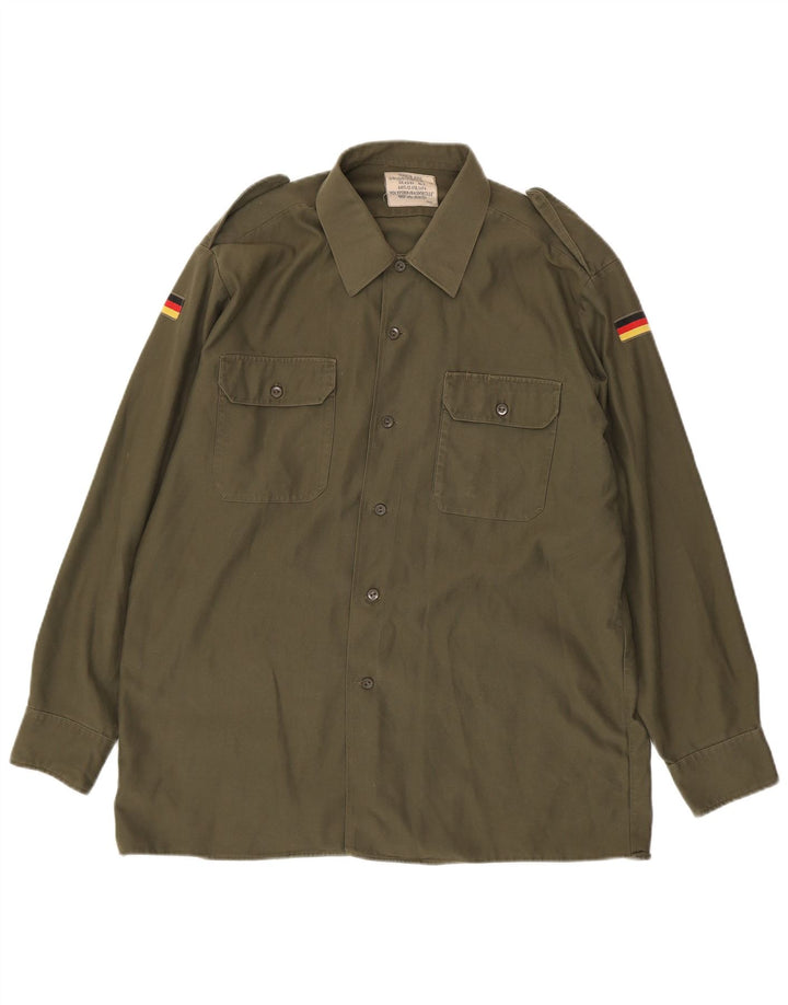 Cămașă militară vintage pentru bărbați, poliester kaki mare