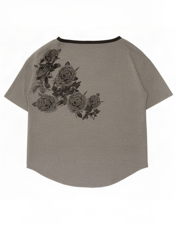 Tricou cu grafic Trussardi pentru femei Top UK 16 Large Gri Floral Viscose