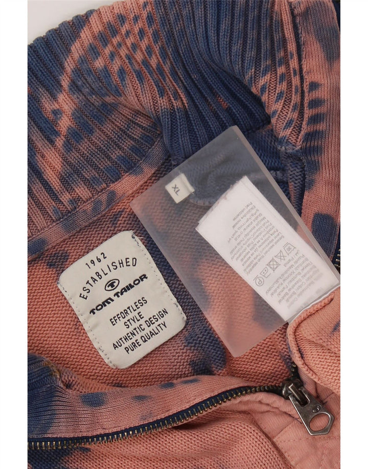 Pulover pentru bărbați TOM TAILOR, cu fermoar, cu gât, XL, bumbac cu vopsea cravată