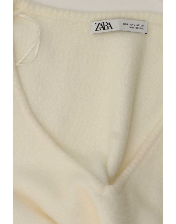 Pulover cu decolteu în V Zara pentru femei UK 16 Large White