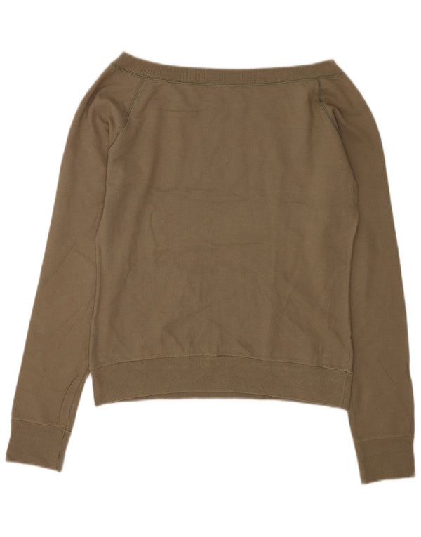 Pulover pentru damă Benetton Crop Graphic Pulover UK 16 Mare Kaki Bumbac
