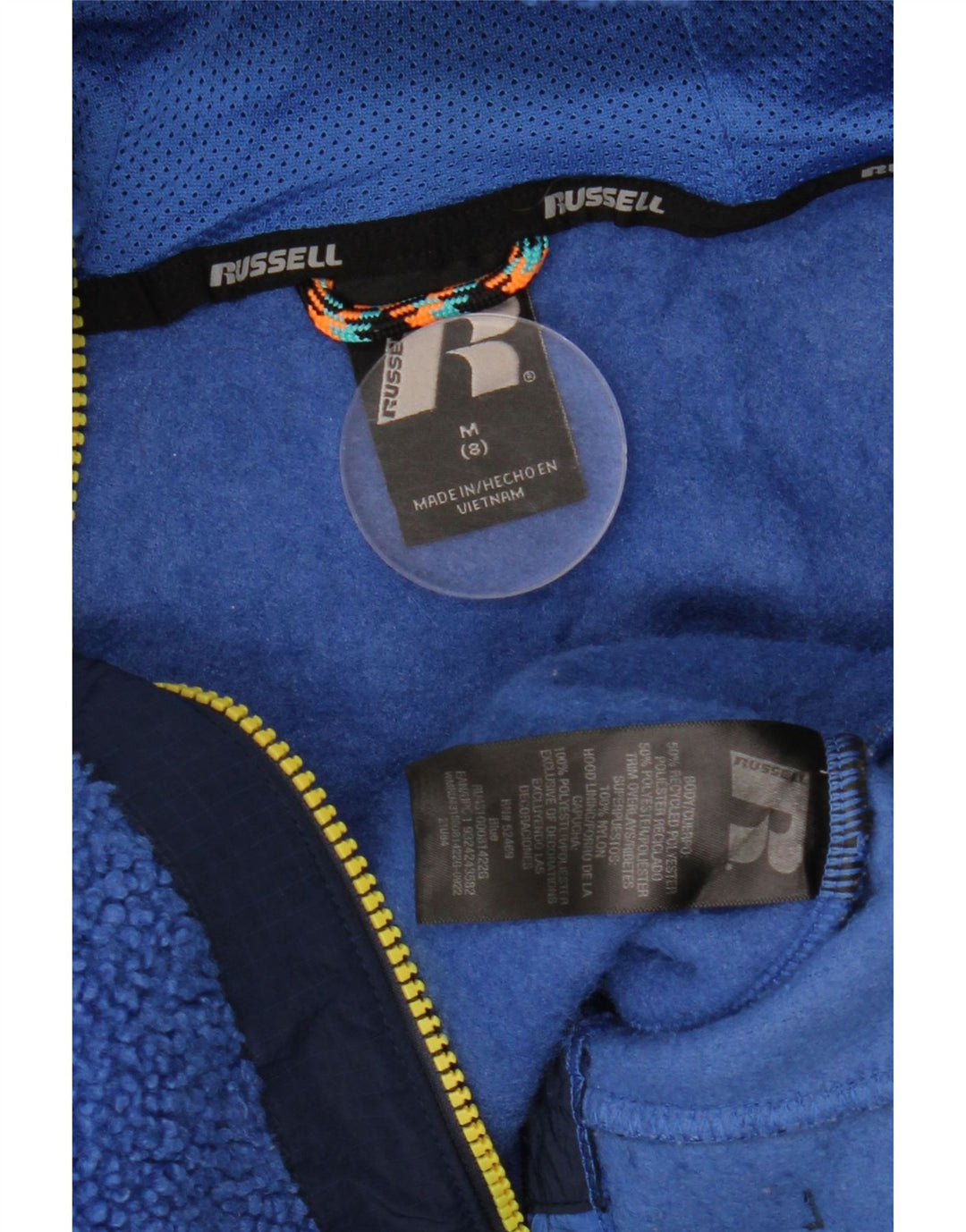 Jachetă fleece pentru băieți RUSSELL ATHLETIC 7-8 ani albastru mediu colorblock