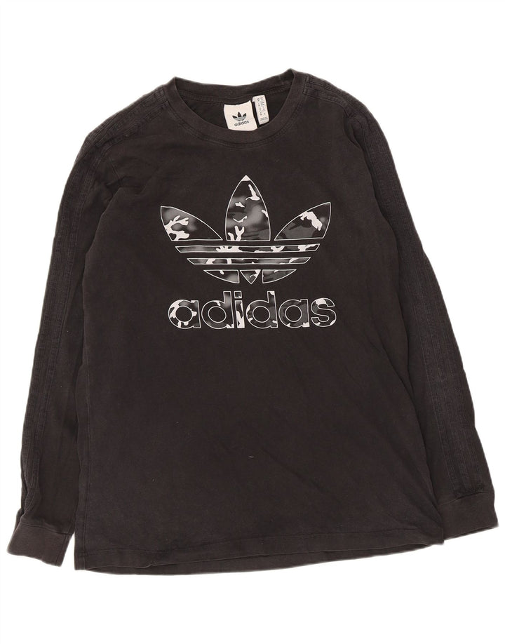 Adidas pentru bărbați grafic Top cu mânecă lungă din bumbac mediu negru
