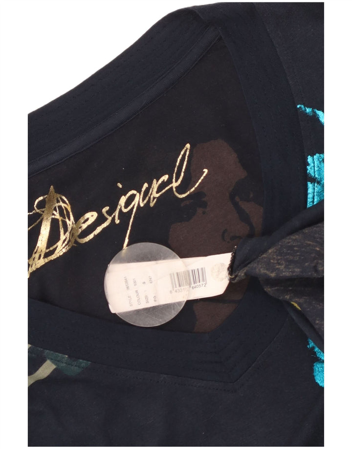 Desigual Top grafic pentru femei cu mânecă lungă UK 10 Small Bleumarin