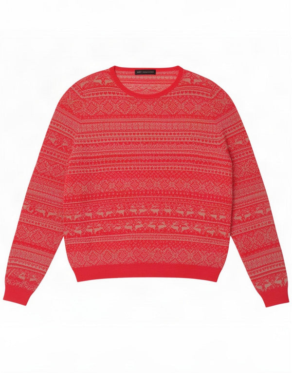 Marks & Spencer Pulover cu gât de barcă pentru femei UK 14 Large Pink Fair Isle