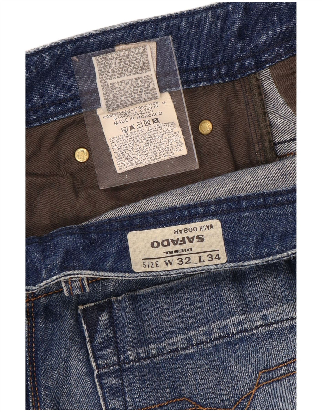 DIESEL Blugi drepți distressed Safado pentru femei L32 L34 Bumbac albastru