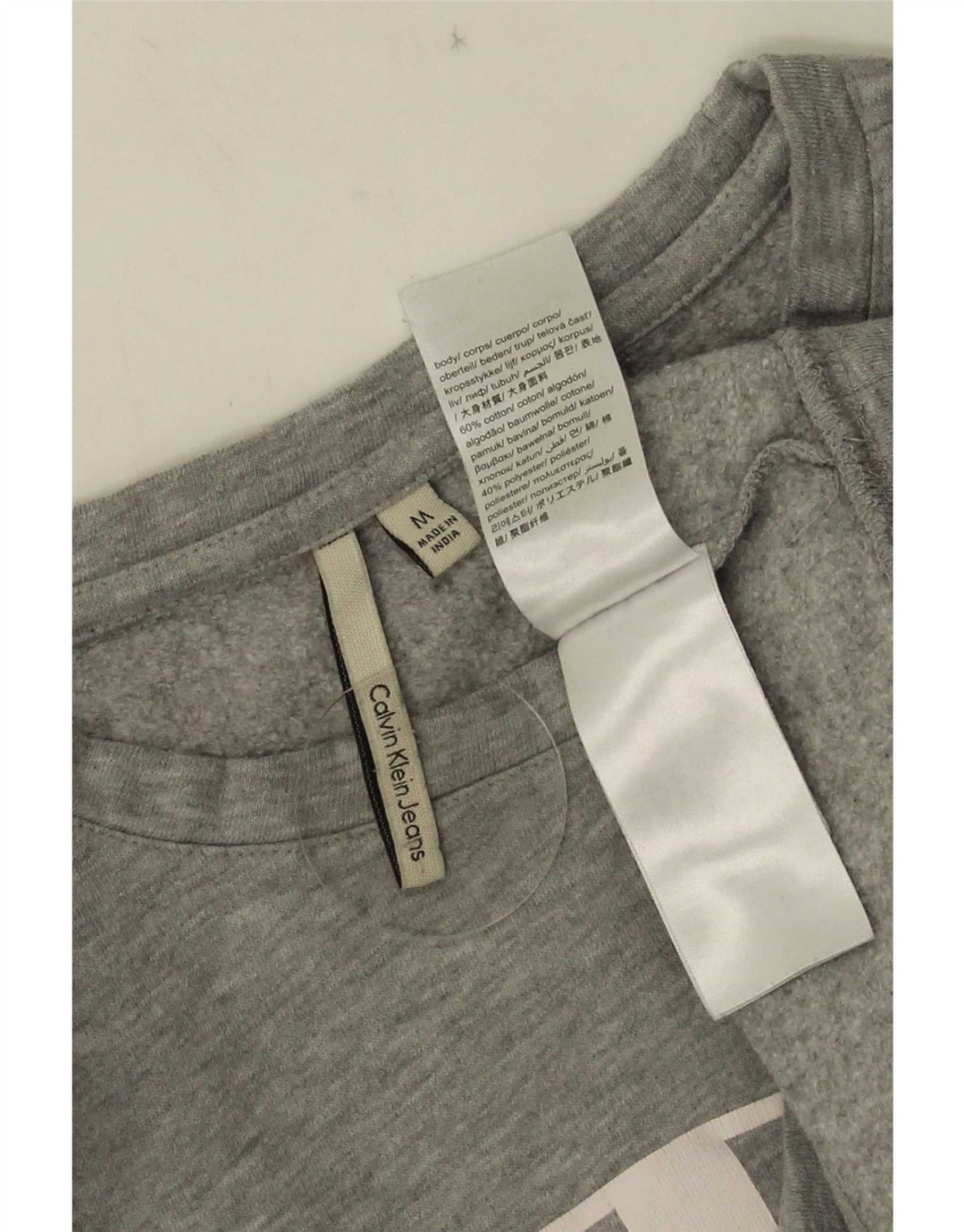 Hanorac grafic pentru bărbați Calvin Klein Jeans Jumper Bumbac Gri mediu