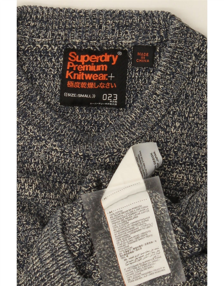 Pulover pentru bărbați SUPERDRY cu gât crew pulover mic, albastru marine, bumbac cu pete