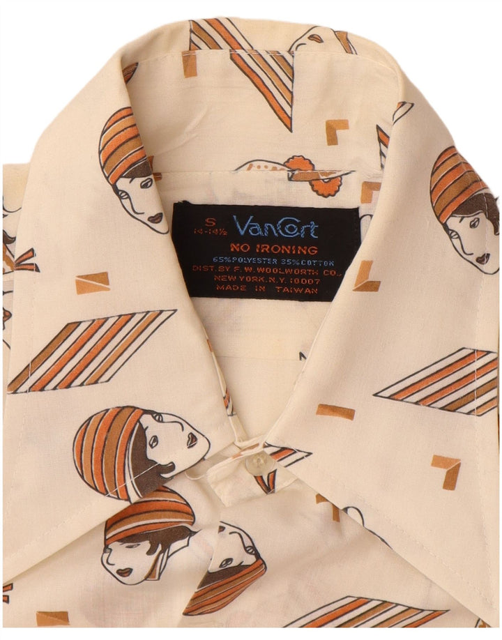 Cămașă pentru bărbați VINTAGE cu model abstract Mărimea 14 14 1/2 Mic alb