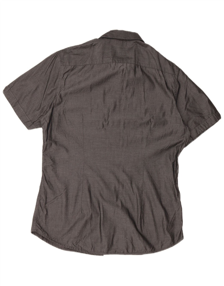 Cămașă slim cu mânecă scurtă pentru bărbați CALVIN KLEIN, bumbac mare, gri