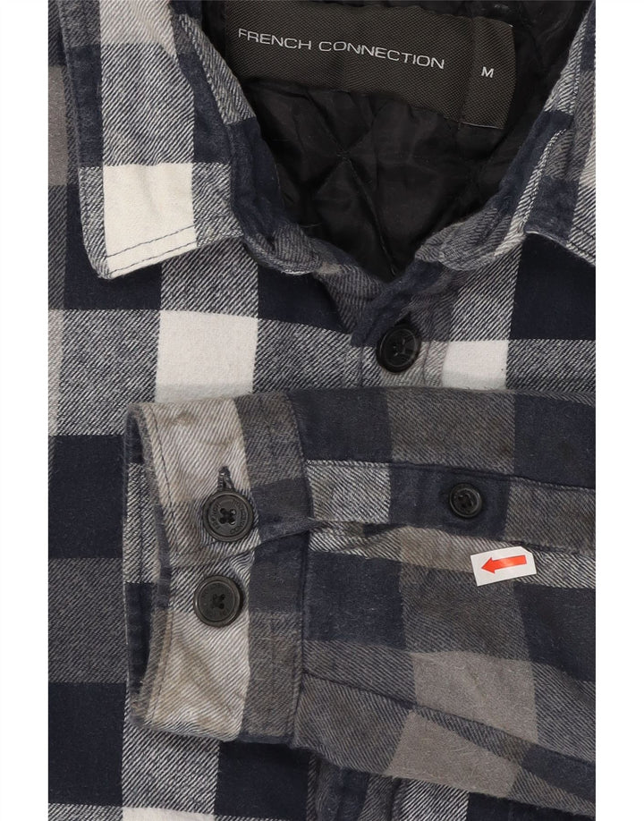 FRENCH CONNECTION Mens Lumberjack Flannel Shirt Medium Navy Blue Check