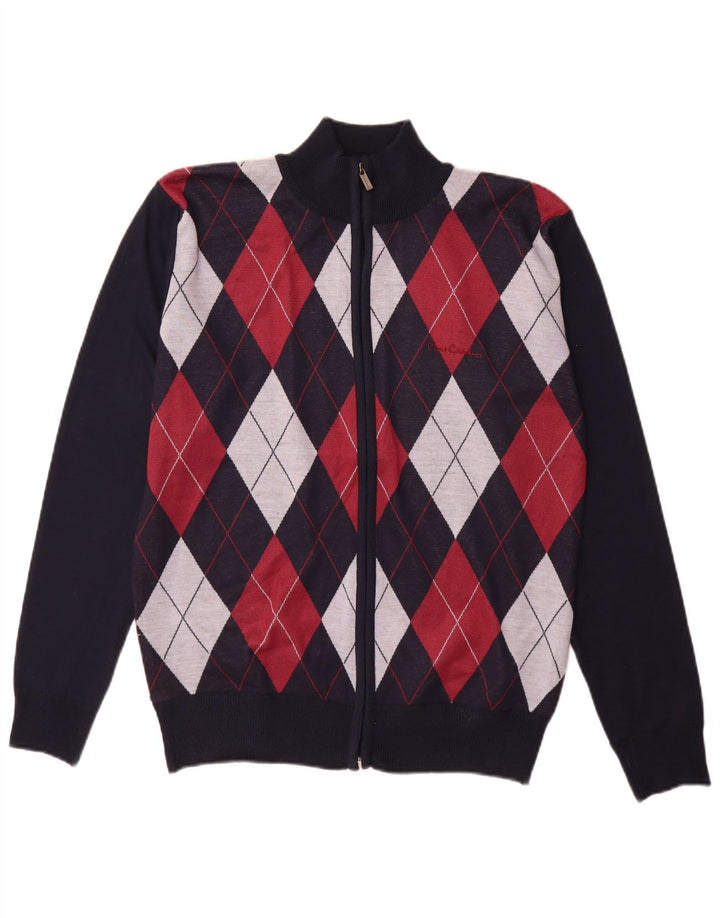 Pulover cardigan pentru bărbați Pierre Cardin Mic bleumarin Argyle/Diamond