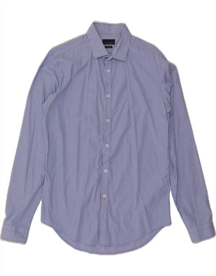 ZARA Mens Slim Fit Shirt Medium Blue Striped Vintage Zara and Second-Hand Zara from Messina Hembry 