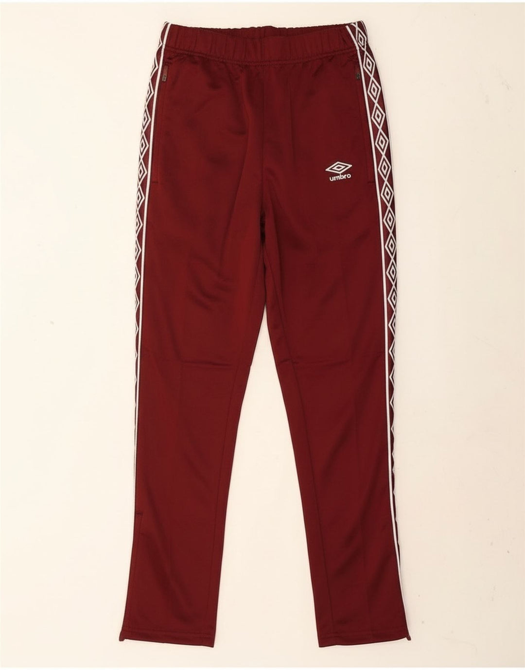 Pantaloni de trening grafic Umbro pentru bărbați, poliester mic de culoare burgundă