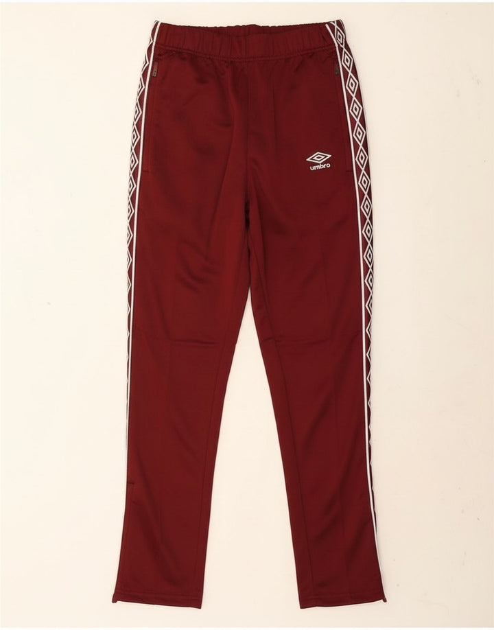 Pantaloni de trening grafic Umbro pentru bărbați, poliester mic de culoare burgundă