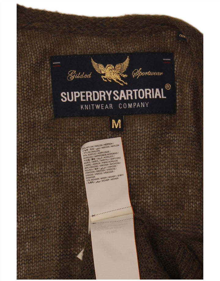 Pulover cardigan deschis Superdry pentru femei UK 14 Medium Khaki Nylon