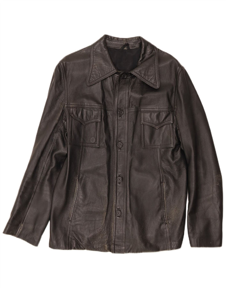 Jachetă de piele vintage pentru bărbați UK 36 Small Black