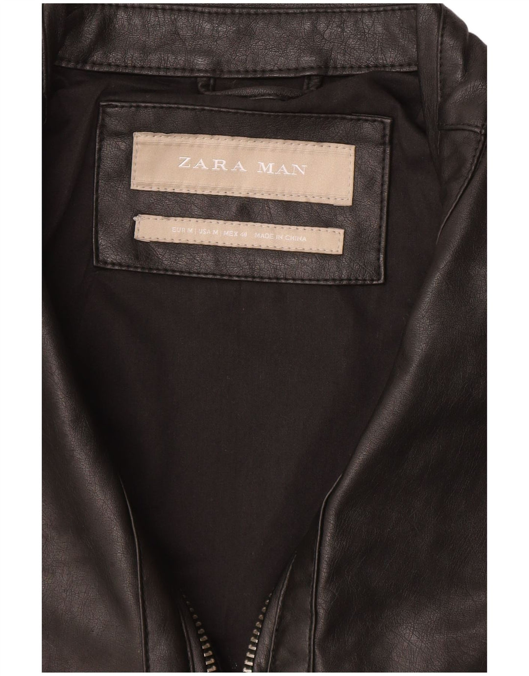 Jachetă din piele pentru bărbați Zara UK 38 Medium Negru