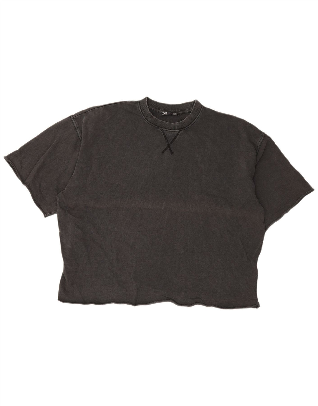 Tricou supradimensionat pentru femei Zara UK 10 mic bumbac gri