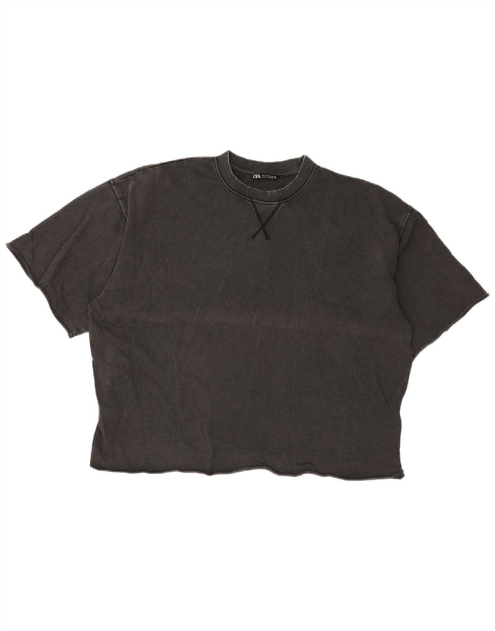 Tricou supradimensionat pentru femei Zara UK 10 mic bumbac gri