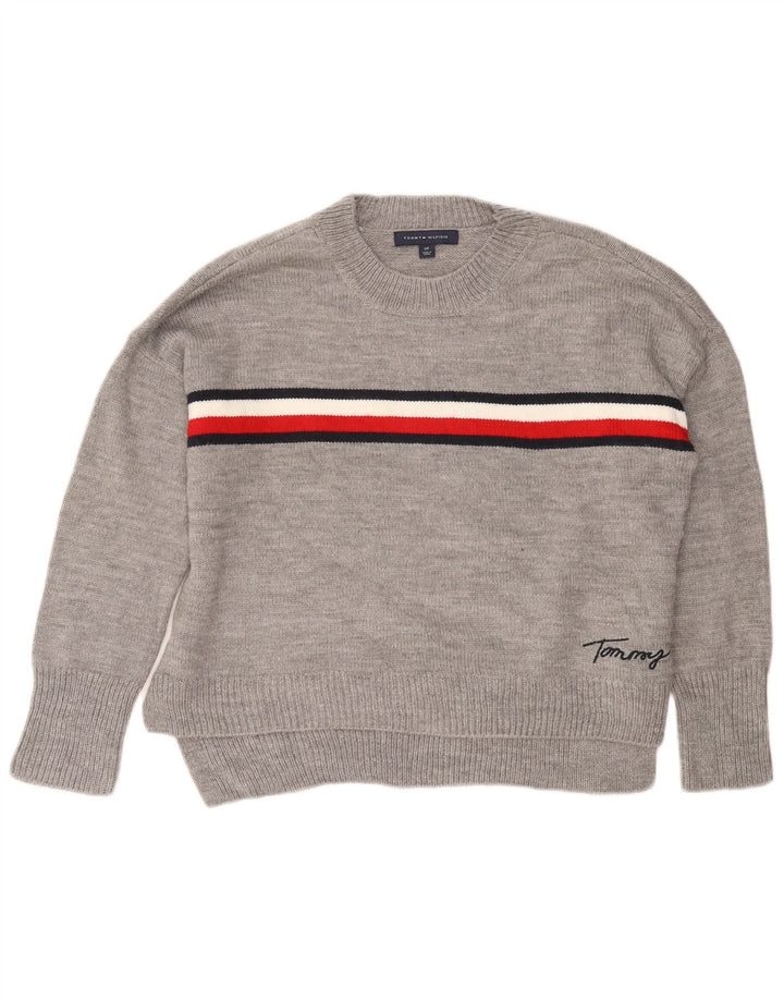 TOMMY HILFIGER Pulover supradimensionat pentru femei cu gâtul turnat UK 10 Mic Gri
