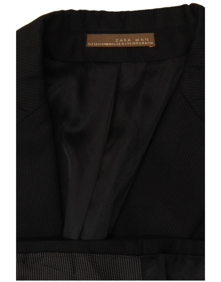 Blazer pentru bărbați Zara cu 2 nasturi EU 50 Medium Black Pinstripe