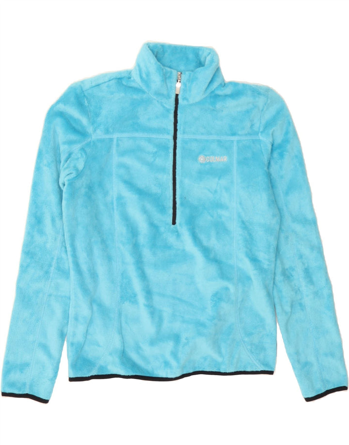 COLMAR Womens Zip Neck Fleece Jumper UK 14 Medium Blue Vintage Colmar and Second-Hand Colmar from Messina Hembry 