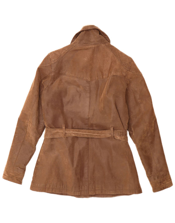 Jachetă de piele pentru femei Fat Face Vintage Fit UK 12 Maro Mediu