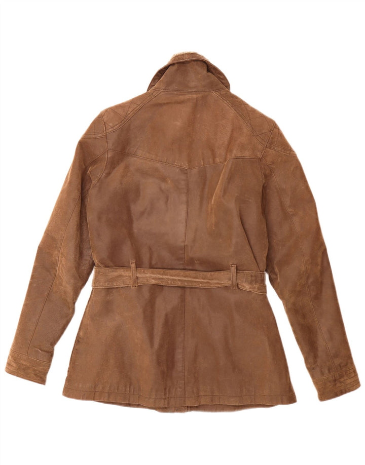 Jachetă de piele pentru femei Fat Face Vintage Fit UK 12 Maro Mediu