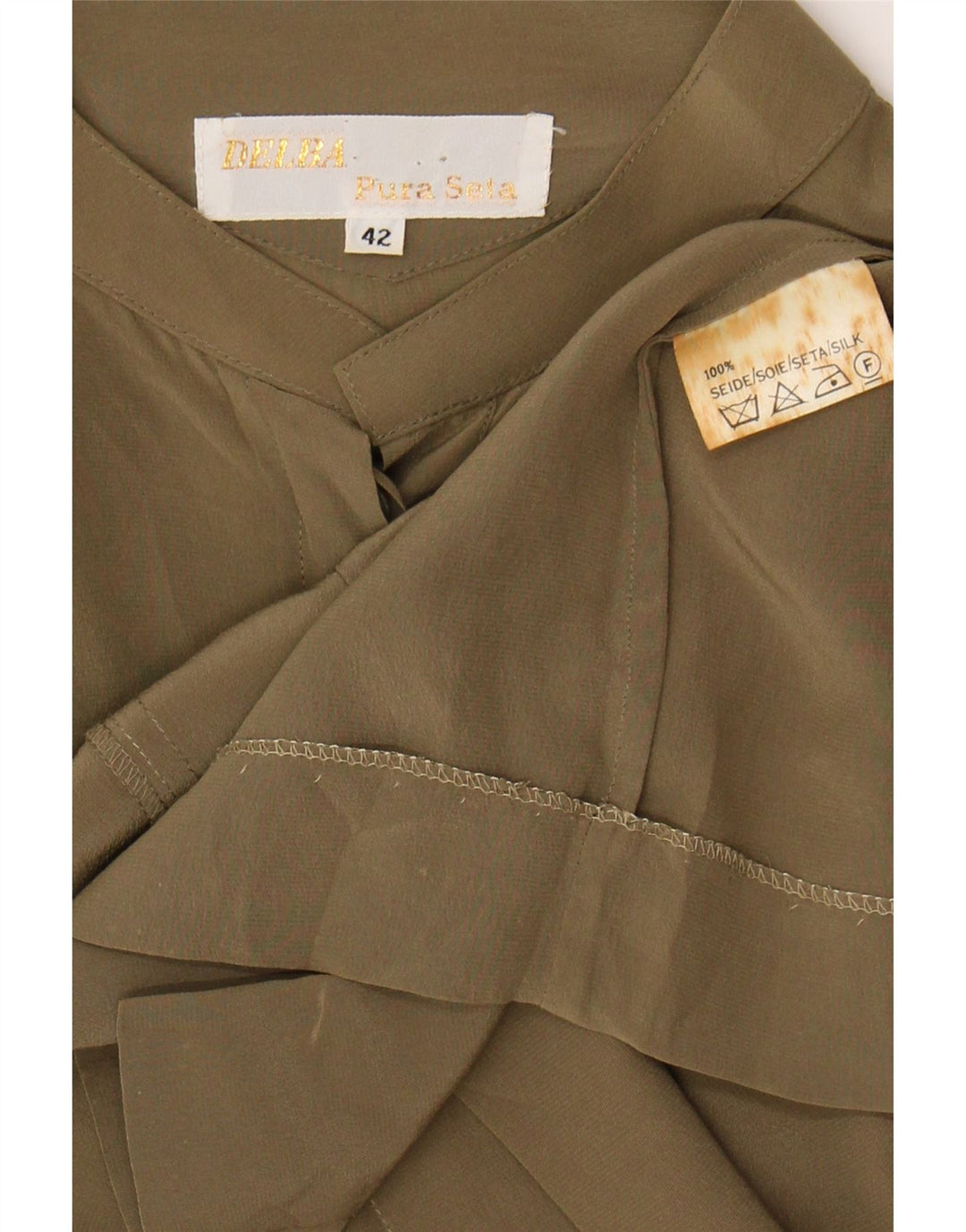 DELBA Womens Oversized Shift Dress IT 42 Medium Khaki Silk