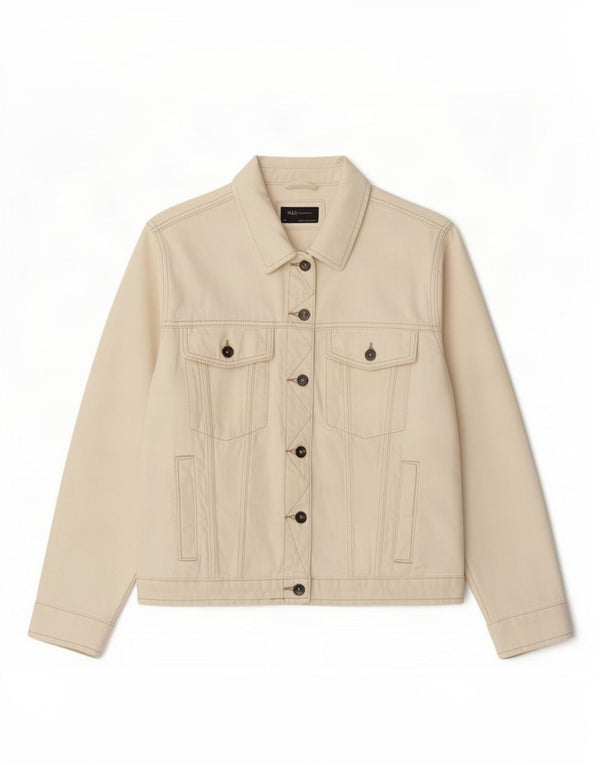 Jachetă de blugi pentru femei Marks & Spencer UK 24 4XL bumbac alb